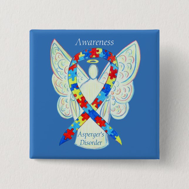 Asperger-Syndrom Engel-Puzzle-Ribbon-Buttone Button (Vorderseite)