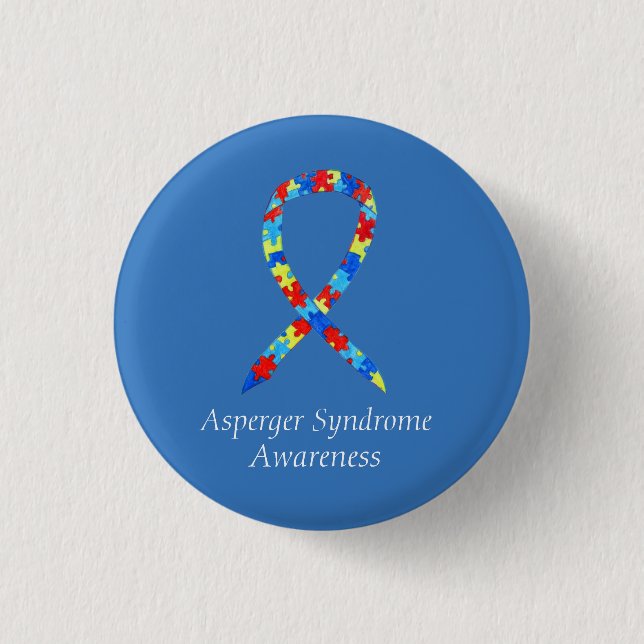 Asperger-Syndrom Puzzle Custom Ribbon-Buttone Button (Vorderseite)