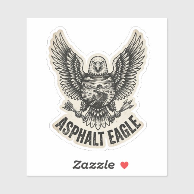 Asphalt Eagle Wüstenstraßen Biker Aufkleber (Blatt)