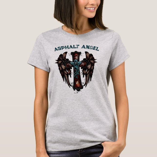 Asphalt Engel, Motorrad T-Shirt (Vorderseite)