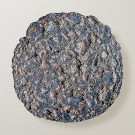 Asphalt- und Kies-Textur Rundes Kissen