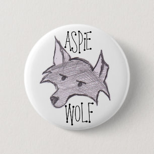 Aspie Wolf-Knopf Button