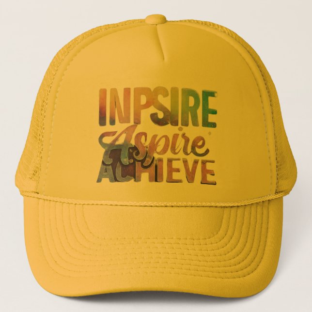 "Aspire Achieve Inspiriert" Truckerkappe (Vorderseite)
