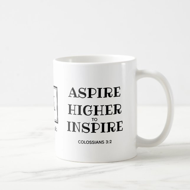 ASPIRE HIGHER Christliche Monogramm Kaffeemaschine Kaffeetasse (Rechts)