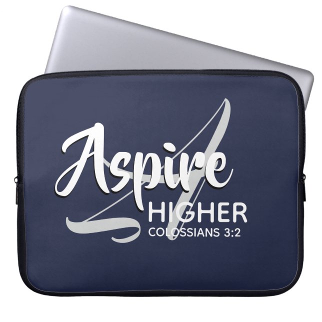 ASPIRE HIGHER Inspiration NAVY Christlich Laptopschutzhülle (Vorderseite)