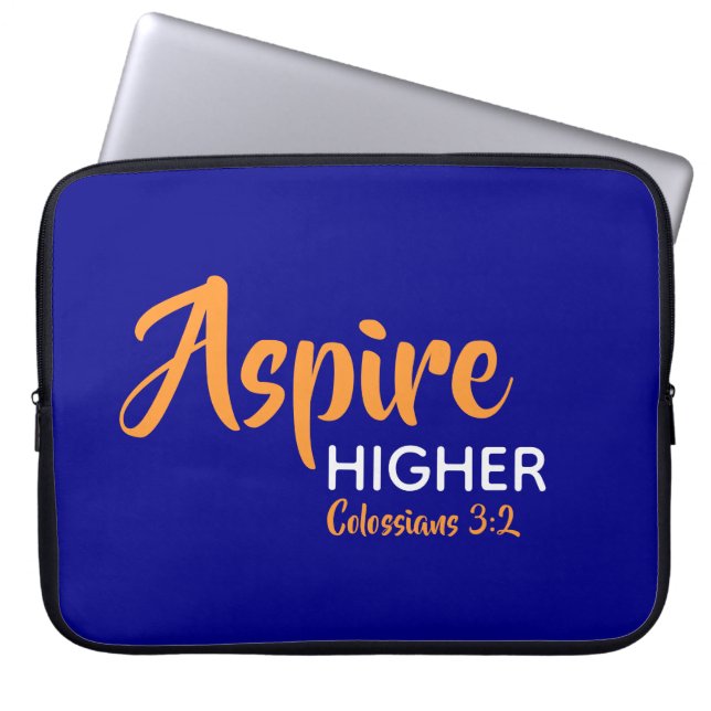 ASPIRE HIGHER Inspirational Christlich Blue Laptopschutzhülle (Vorderseite)