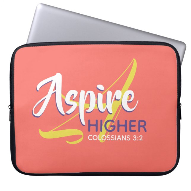 ASPIRE HIGHER Inspirational Coral Christlich Laptopschutzhülle (Vorderseite)