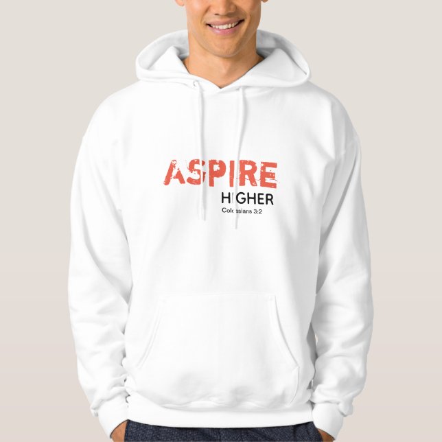 ASPIRE HIGHER Inspiriere Christlich WEISS Hoodie (Vorderseite)