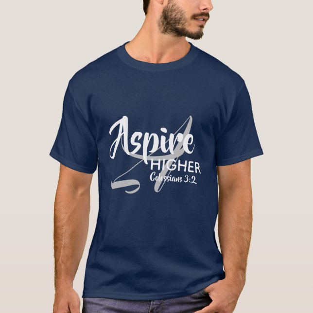 ASPIRE HIGHER Inspiriert Monogramm Christliche NAV T-Shirt (Vorderseite)