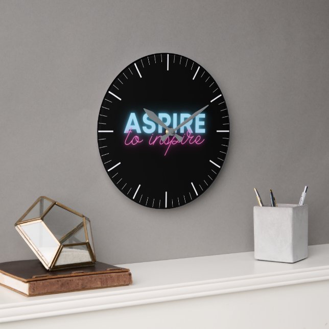 Aspire to Inspirier Neon Large Clock Große Wanduhr (Büro)