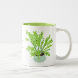 Asplenium Bird's Nestfarn - zeichnend auf Weiß. Zweifarbige Tasse