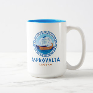 Asprovalta, Griechenland, Entwurf eines griechisch Zweifarbige Tasse