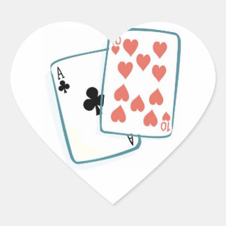 Ass and Zen of Hearts Playing Cards Hochzeitsherze Herz-Aufkleber