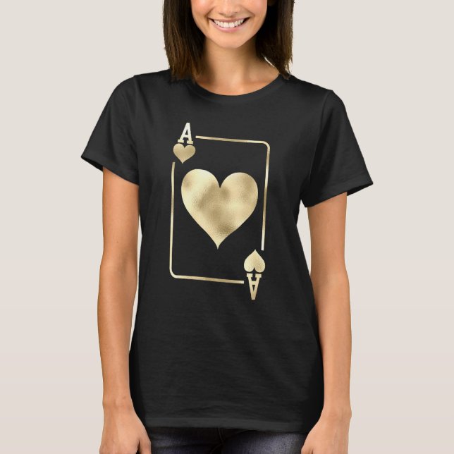 Ass of Hearts Glam spielen Karten Halloween-Kostüm T-Shirt (Vorderseite)