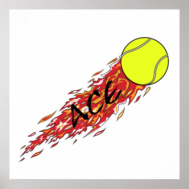Ass-Tennisball Feuer Flammen Poster (Vorne)