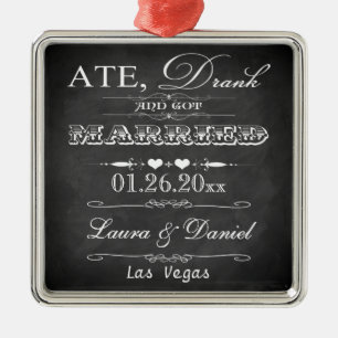 Aß, Trank und Heiratete Weihnachts-Andenken Ornament Aus Metall
