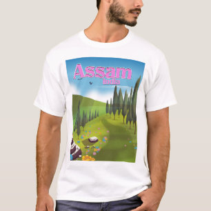 Assam Indien Reiseplakat Druck. T-Shirt