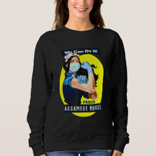 Assamese Proud Frontline Worker Rosie Riveter Nurs Sweatshirt