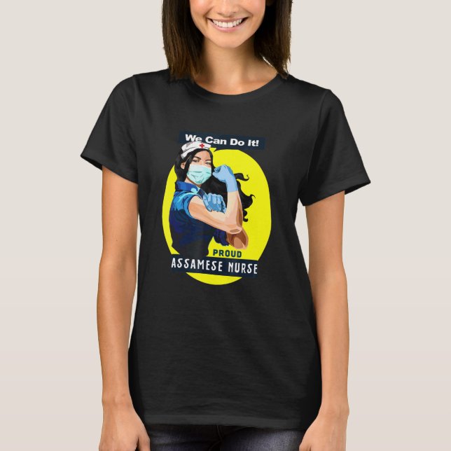 Assamese Proud Frontline Worker Rosie Riveter Nurs T-Shirt (Vorderseite)
