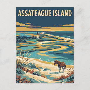 Assateague Island Maryland Küsten-Vintage-Plakat Postkarte