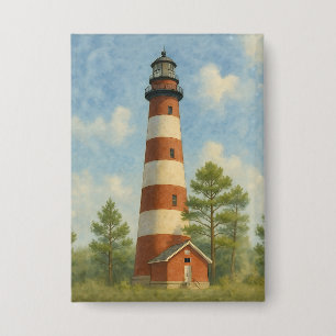 Assateague Leuchtturm Aquarell Button
