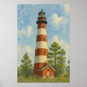 Assateague Leuchtturm Aquarell Poster