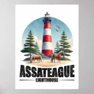 Assateague Lighthouse Vintag Poster