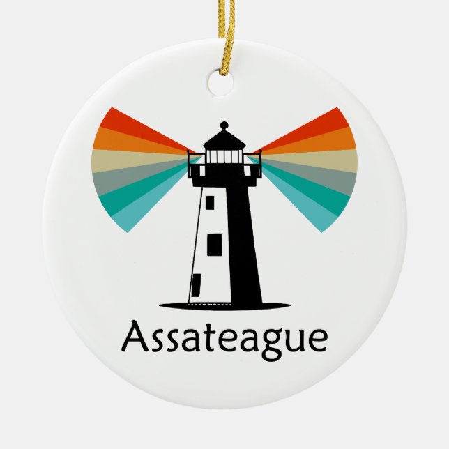 Assateague Virginia Lighthouse Rainbow Keramik Ornament (Vorne)