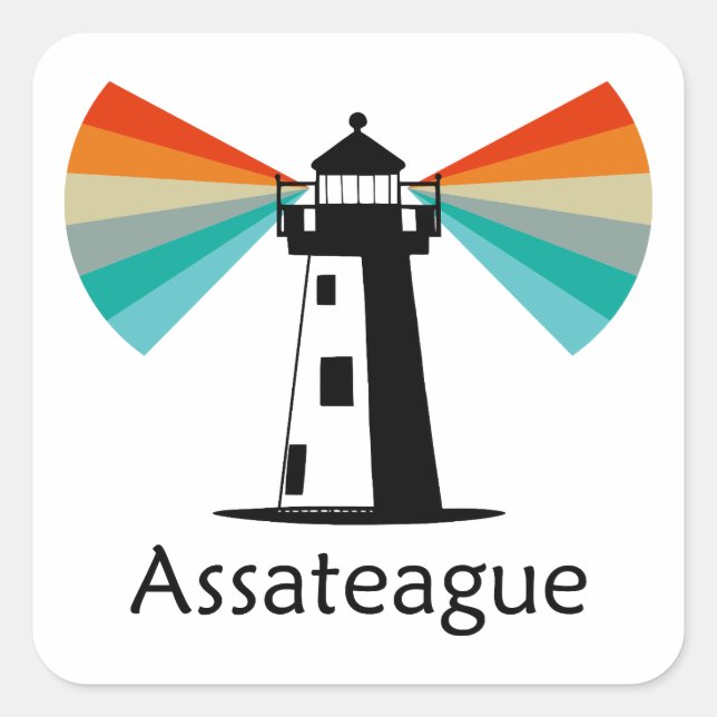 Assateague Virginia Lighthouse Rainbow Quadratischer Aufkleber (Vorderseite)
