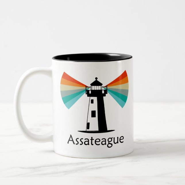 Assateague Virginia Lighthouse Rainbow Zweifarbige Tasse (Links)