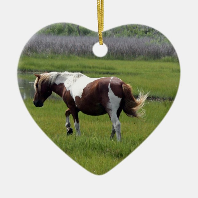 Assateague wildes Pferd Keramik Ornament (Vorne)