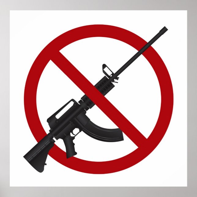 Assault Rifle AR15 Gun Ban Symbol Poster (Vorne)