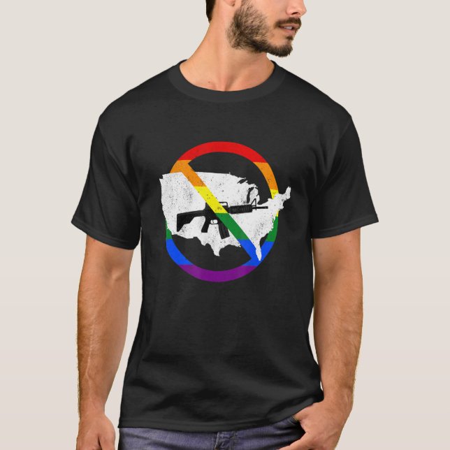 Assault Weapon Ban Signature Map USA Rainbow Flag T-Shirt (Vorderseite)