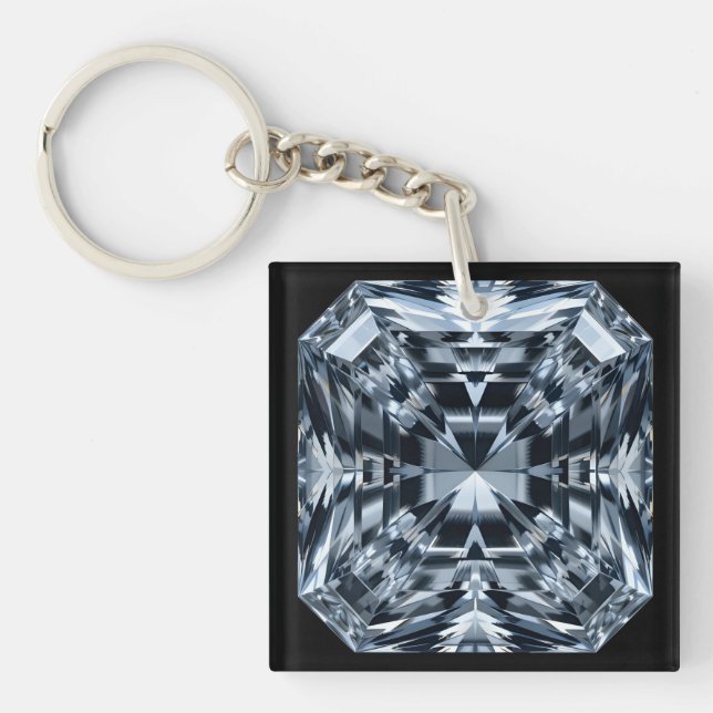 Asscher-Cut Diamond Macro - Spiegelhalle Schlüsselanhänger (Vorderseite)