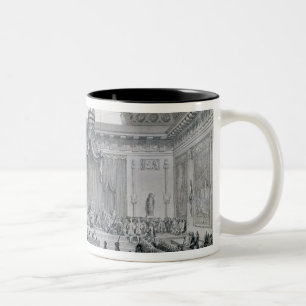 Assemblee DES-angesehene Personen saßen vorbei Zweifarbige Tasse
