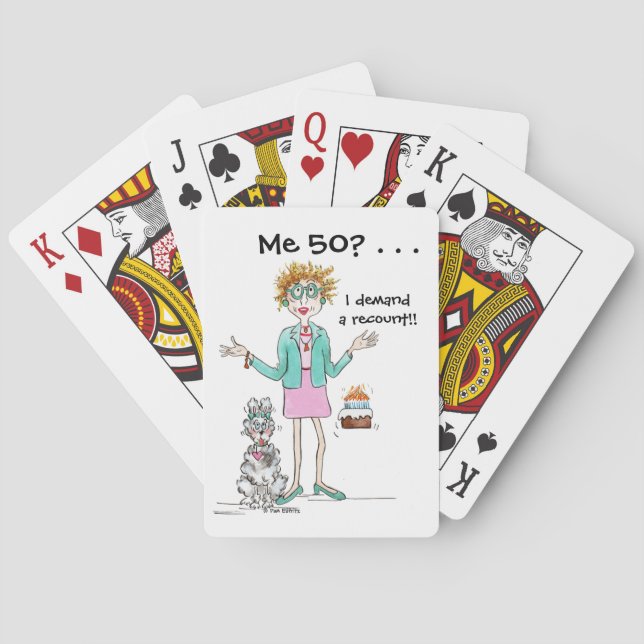 Assertive Frau fordert einen 50-jährigen Cartoon f Spielkarten (Rückseite)