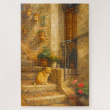 Assisi Italien Katze Rokoko-Stil Fine Art Puzzle
