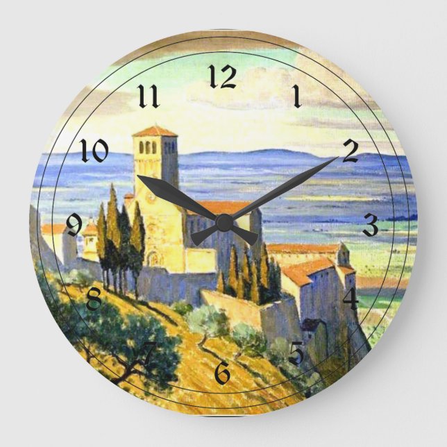 Assisi, Italien - Kunstmalerei Große Wanduhr (Vorderseite)