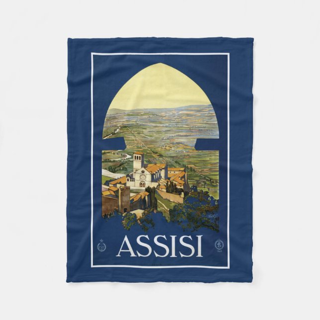 Assisi Italien Vintage Reise Vlies Decke (Vorderseite)