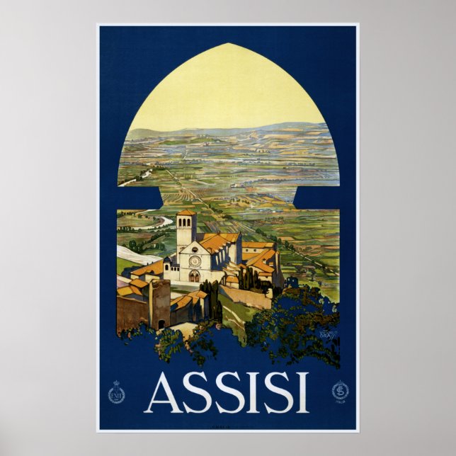 Assisi Italien Vintage Reiseplakat Poster (Vorne)
