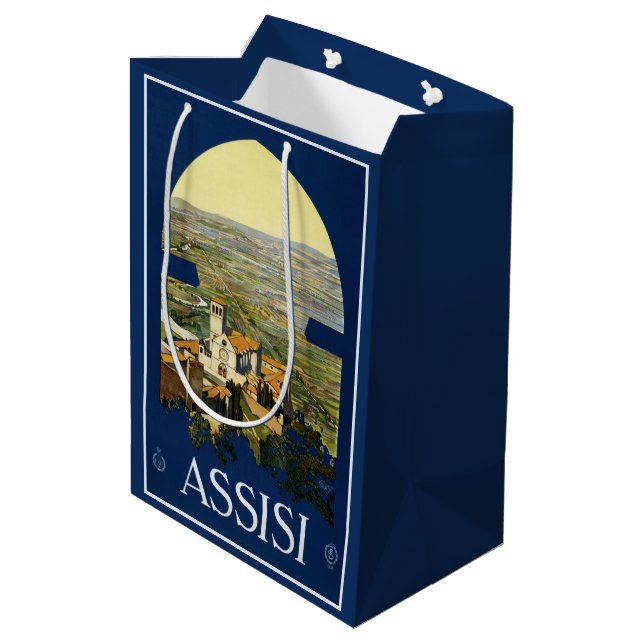 Assisi Italy Vintage Reisetaschen Mittlere Geschenktüte (Rückseite Schrägansicht)