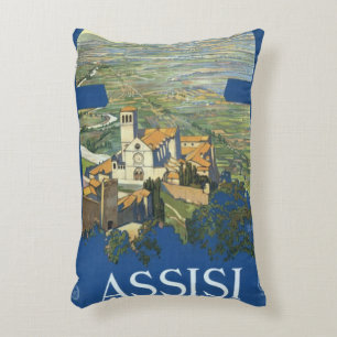 Assisi Italy Vintage Travel Art Collection Dekokissen