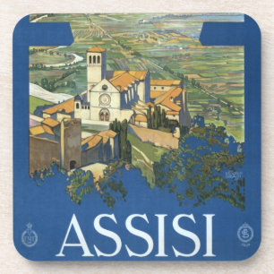 Assisi Italy Vintage Travel Art Collection Getränkeuntersetzer