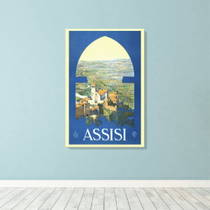 Assisi Italy Vintage Travel Art Collection Leinwanddruck