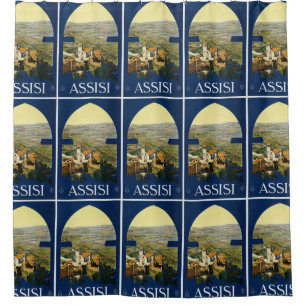 Assisi Italy Vintage Travel Poster Duschvorhang