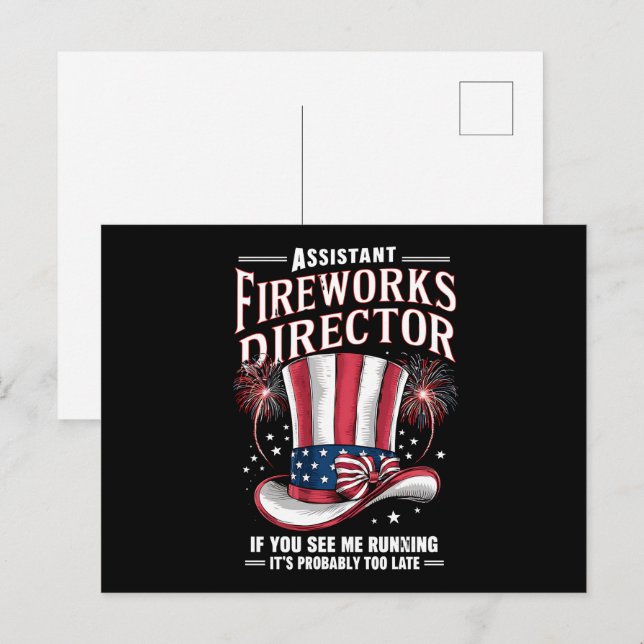 Assistant Fireworks Director USA 4. Juli Postkarte (Vorne/Hinten)