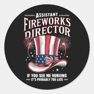 Assistant Fireworks Director USA 4. Juli Runder Aufkleber