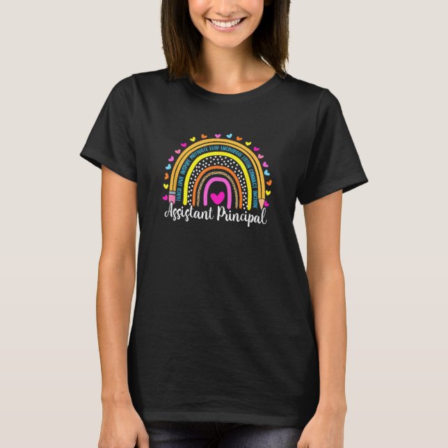 Assistant Principal Boho Rainbow Leopard Back To S T-Shirt (Vorderseite)
