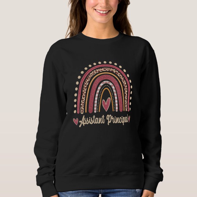 Assistant Principal Rainbow Leopard Back To School Sweatshirt (Vorderseite)