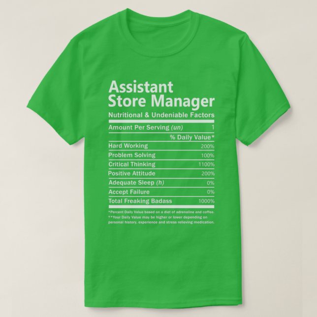 Assistant Store Manager Ernährung und unbestritten T-Shirt (Design vorne)